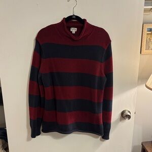 J. Crew Men's Turtleneck Sweater in Red and Navy Stripes